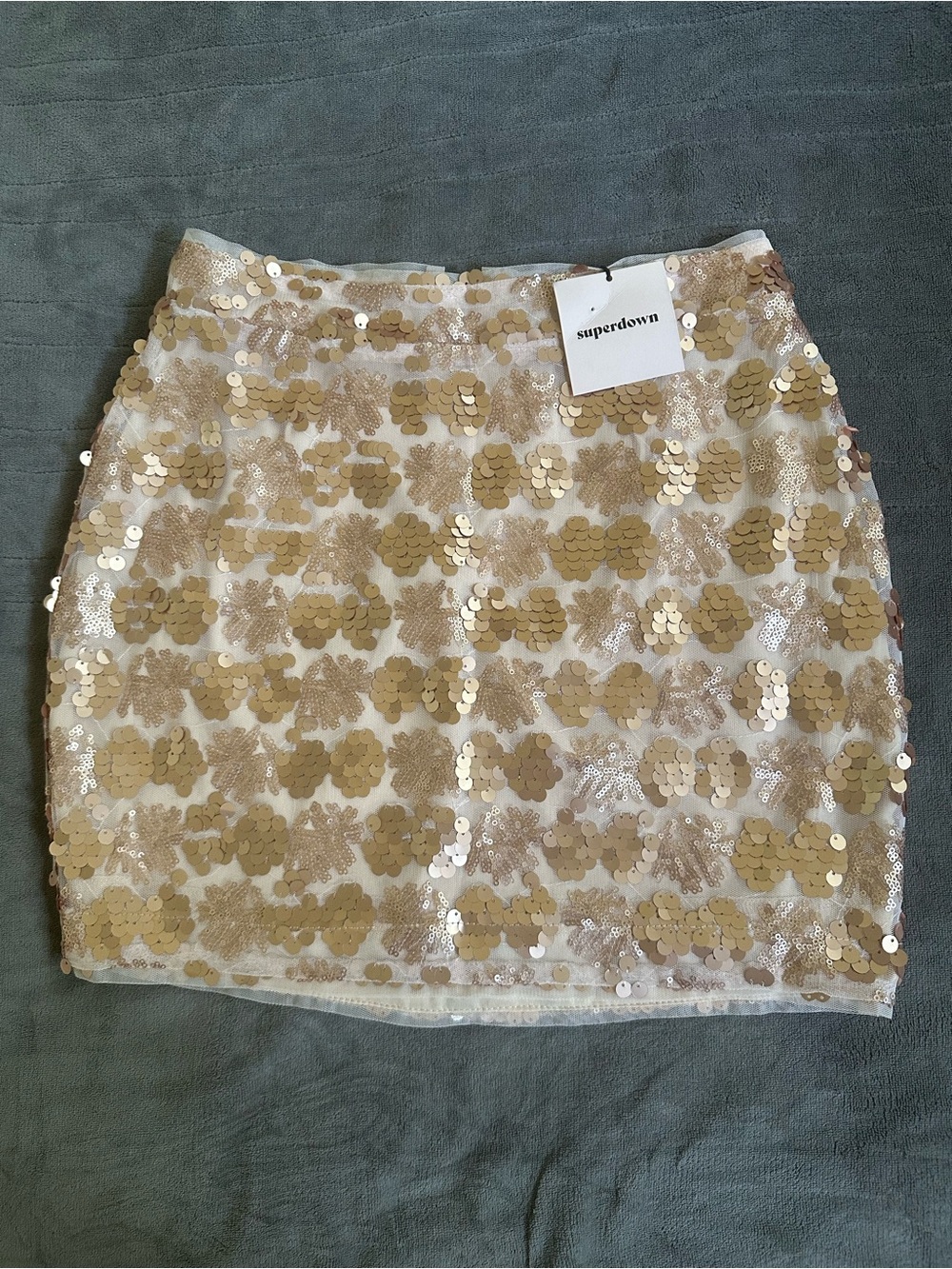 Superdown Gold Sequin Mini Skirt